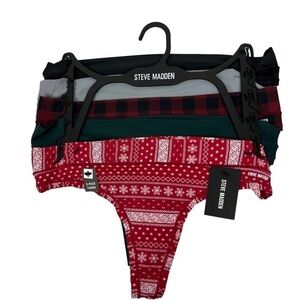 NWT STEVE MADDEN Women’s Panties Sz Small Pkg/5 Thongs Multi Colors